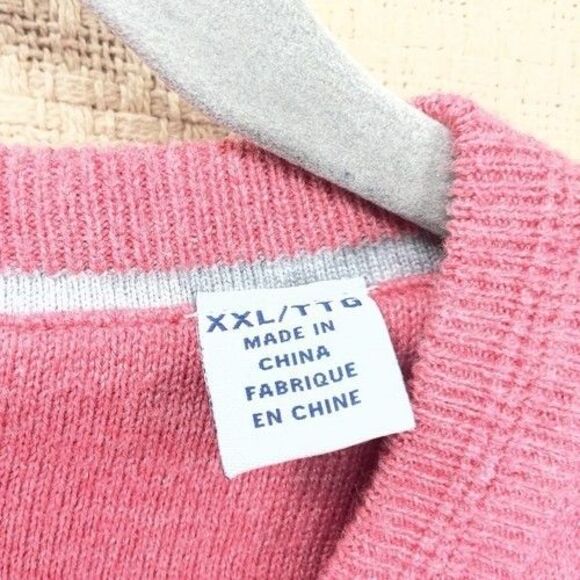 Tommy Bahama Pink Cotton/Coolmax Stretch V-Neck Sweater Pullover Men Size XXL - Picture 3 of 10